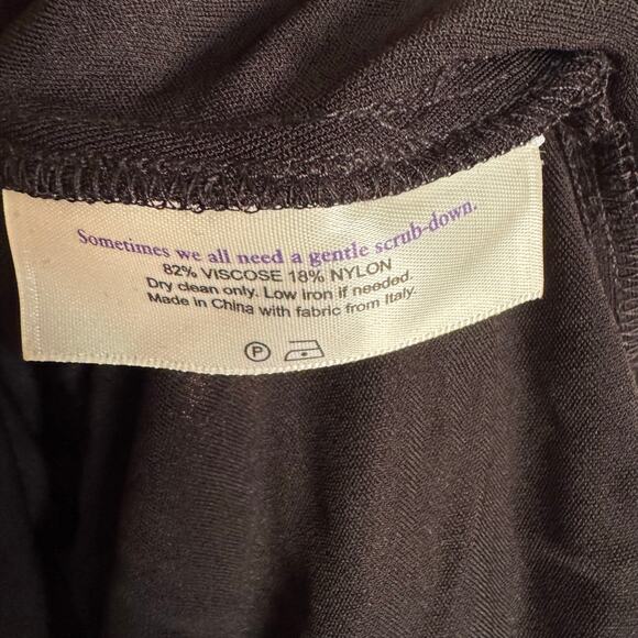 M.M. LaFleur Blouse Walker 2.0 Black Knit Crepe Top Tie Front Asymmetrical Hem S - Picture 10 of 10